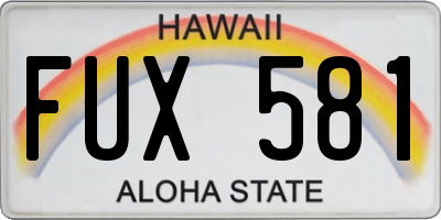 HI license plate FUX581