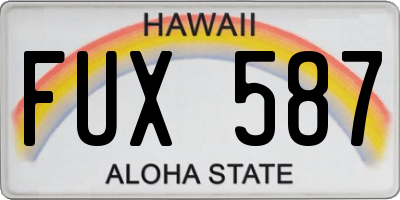 HI license plate FUX587