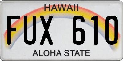 HI license plate FUX610