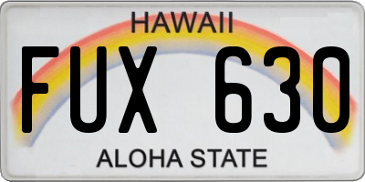 HI license plate FUX630