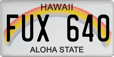 HI license plate FUX640