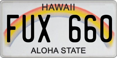 HI license plate FUX660