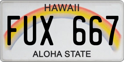 HI license plate FUX667
