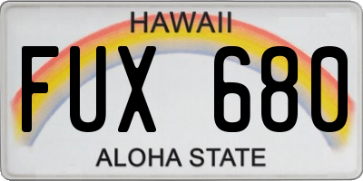 HI license plate FUX680