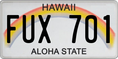 HI license plate FUX701
