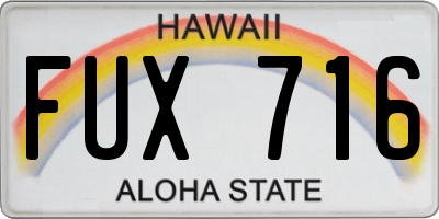 HI license plate FUX716