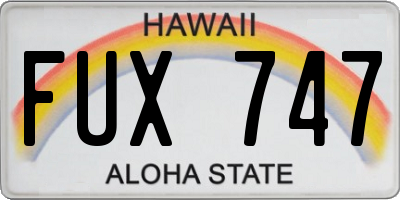 HI license plate FUX747