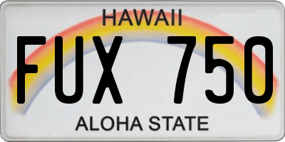 HI license plate FUX750
