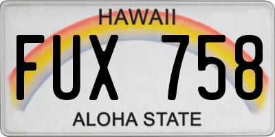HI license plate FUX758
