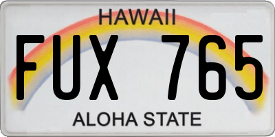 HI license plate FUX765