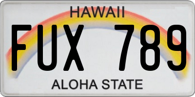 HI license plate FUX789