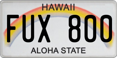 HI license plate FUX800