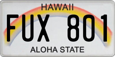 HI license plate FUX801