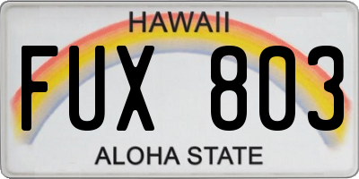 HI license plate FUX803