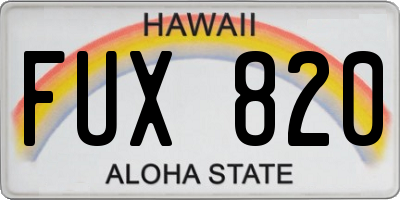 HI license plate FUX820