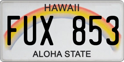 HI license plate FUX853