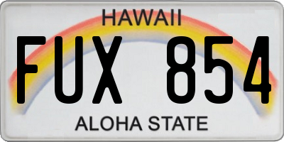 HI license plate FUX854