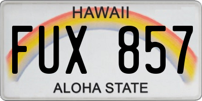HI license plate FUX857