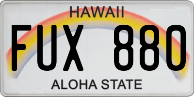 HI license plate FUX880