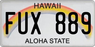 HI license plate FUX889