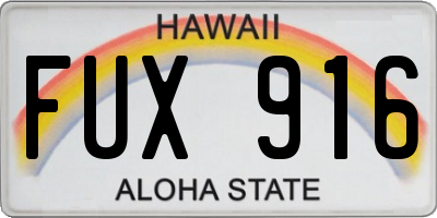 HI license plate FUX916