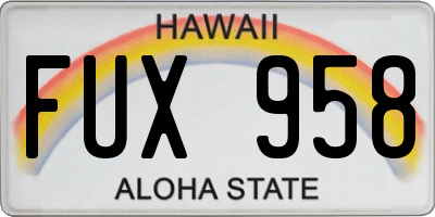 HI license plate FUX958