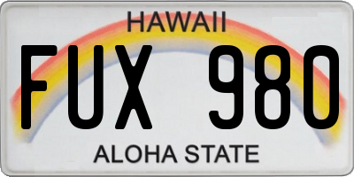 HI license plate FUX980