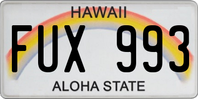 HI license plate FUX993