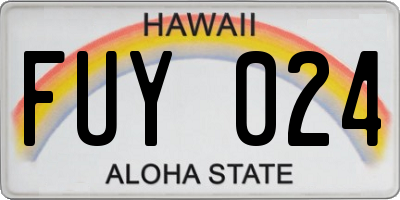 HI license plate FUY024