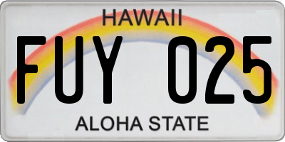 HI license plate FUY025