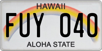 HI license plate FUY040