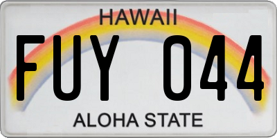 HI license plate FUY044