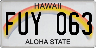 HI license plate FUY063
