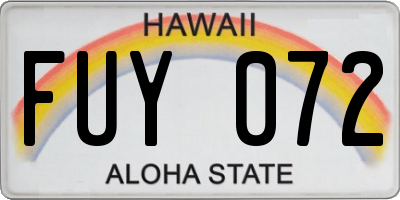 HI license plate FUY072