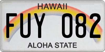 HI license plate FUY082