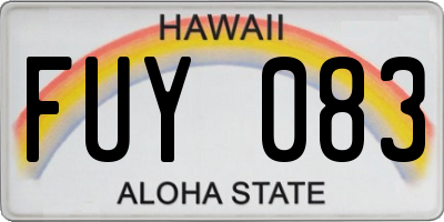 HI license plate FUY083