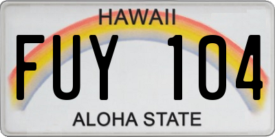 HI license plate FUY104
