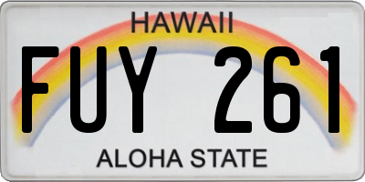 HI license plate FUY261