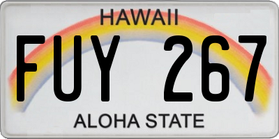 HI license plate FUY267