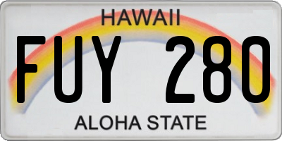 HI license plate FUY280