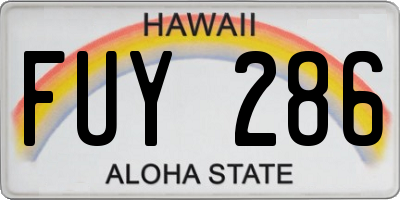 HI license plate FUY286