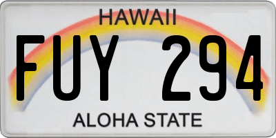 HI license plate FUY294