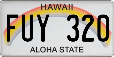 HI license plate FUY320