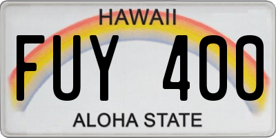 HI license plate FUY400