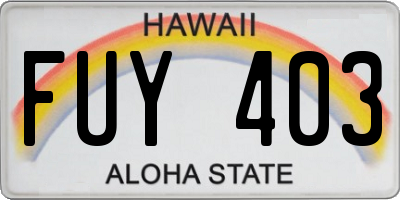 HI license plate FUY403