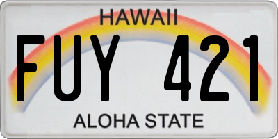 HI license plate FUY421