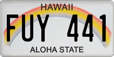 HI license plate FUY441