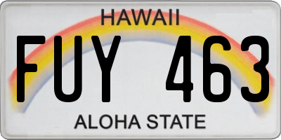 HI license plate FUY463