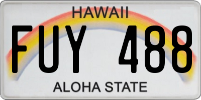HI license plate FUY488