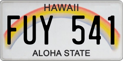 HI license plate FUY541